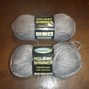 2 Skeins Sensations Holiday Shimmer Wool Blend Yarn - Color Grey - 96 yds ea.